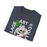 Collage Art Unisex Softstyle T Shirt Modern Graphic Tee Black Futuristic Nature Inspired Abstract Design Minimalist Streetwear Creative Fashion Outfit