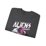 Aliens Exist UFO Graphic Unisex Heavy Blend Crewneck Sweatshirt Sci Fi Streetwear Alien Space Pullover