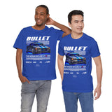 Bullet Blue Street Racing Artwork Unisex Heavy Cotton Tee High Performance Inspired Graphic Shirt For Car Lovers And Urban Streetwear Fans