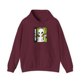 Not Alone Alien Unisex Hoodie UFO Graphic Pullover Sweatshirt Cartoon Extraterrestrial Sci Fi Space Themed Conspiracy Inspired Paranormal Streetwear
