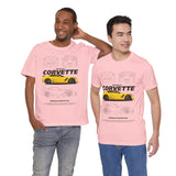 Yellow High Performance Sports Coupe Blueprint Art Unisex Heavy Cotton Tee Premium Streetwear For Car Enthusiasts Gearheads And Collectors