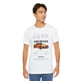 Orange Mid Engine Supercar Blueprint Artwork Unisex Heavy Cotton Tee High Performance Inspired Streetwear Graphic Shirt For Car Enthusiasts And Automotive Art Fans