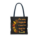 Sunflower Ho'oponopono Tote Bag Hawaiian Healing Prayer Design Spiritual Positivity Canvas Bag Mindfulness Reusable Durable Eco Friendly Shopping Tote