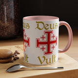 Deus Vult Accent Coffee Mug 11oz 15oz Red Cross Knight Crusader Ceramic Cup Bold Medieval Design Christian Symbol Faith Inspired Coffee Tea Gift Drinkware