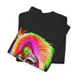 Calavera Punk Skull Unisex Heavy Cotton Tee Neon Gothic Streetwear T-Shirt Bold Rock Rebel Design For Punk Festivals Halloween Concerts Tattoo Lovers And Alternative Fashion