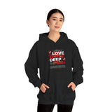 Love Yourself Deep Unisex Heavy Blend Hooded Sweatshirt Self Love Graphic Hoodie Rose Motivational Quote Streetwear Positive Affirmation Fashion Empowerment Apparel