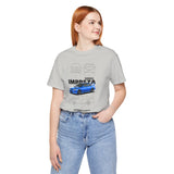 Blue Rally Inspired Performance Sedan Artwork Unisex Heavy Cotton Tee High Speed Streetwear Graphic Shirt For Car Enthusiasts And Automotive Art Lovers