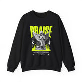 Praise Angel Statue Graphic Unisex Heavy Blend Crewneck Sweatshirt Gothic Spiritual Streetwear Pullover