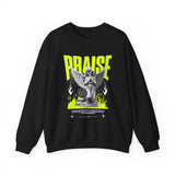Praise Angel Statue Graphic Unisex Heavy Blend Crewneck Sweatshirt Gothic Spiritual Streetwear Pullover