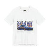 Blue Flame Street Racing Car Graphic Unisex Heavy Cotton Tee Bold Drift Style Automotive Streetwear Shirt