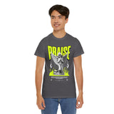 Praise Angel Statue Graphic Unisex Heavy Cotton Tee Spiritual Gothic Streetwear T-Shirt