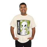 Unisex Not Alone Alien T Shirt Cartoon UFO Graphic Tee Extraterrestrial Sci Fi Space Themed Paranormal Conspiracy Inspired Streetwear Top
