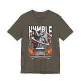 Unisex Jersey Short Sleeve Tee Humble Angel Statue Graphic Streetwear Fire Print T Shirt Bold Motivational Urban Fashion Outfit