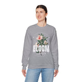 Bloom Stronger Floral Graphic Crewneck Comfortable Unisex Sweatshirt Motivational Streetwear Inspirational Empowerment Design for Self Growth Resilience Perfect Gift for Friends Birthdays Cozy Days Casual Wear