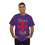 Unisex Deus Vult T Shirt Medieval Crusader Cross Graphic Tee Warrior Knight Inspired Vintage Christian Symbol Heavy Cotton Streetwear