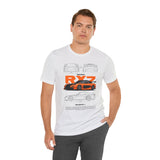 Orange Retro JDM Inspired Sports Coupe Blueprint Unisex Heavy Cotton Tee Street Racing Art Shirt for Car Lovers Daily Wear