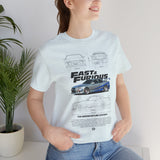 Silver Blue Street Racing Artwork Unisex Heavy Cotton Tee High Performance Inspired Graphic Shirt For Car Lovers And Urban Streetwear Fans