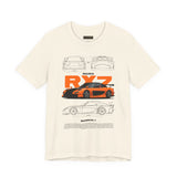 Orange Retro JDM Inspired Sports Coupe Blueprint Unisex Heavy Cotton Tee Street Racing Art Shirt for Car Lovers Daily Wear