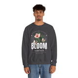 Unisex Heavy Blend Crewneck Sweatshirt Bloom Stronger Floral Graphic Pullover Black Motivational Nature Inspired Aesthetic Streetwear Fashion Outfit