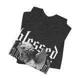 Blessed Angel Statue Graphic Unisex Jersey Short Sleeve Tee Gothic Streetwear Aesthetic Spiritual Bold Artistic Fashion T Shirt