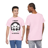I Want To Believe Alien Unisex T Shirt Vintage UFO Graphic Tee Extraterrestrial Space Themed Sci Fi Paranormal Conspiracy Inspired Streetwear Top
