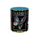 The Charmer Butterfly Accent Coffee Mug 11oz 15oz Black Two Tone Ceramic Cup Aesthetic Iridescent Butterfly Design Gift for Coffee Lovers