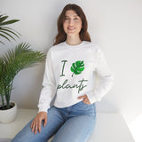 I Love Plants Crewneck Sweatshirt Unisex Heavy Blend Botanical Leaf Eco Friendly Gardening Nature Lover Sustainable Green Living Gift Pullover