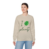 I Love Plants Crewneck Sweatshirt Unisex Heavy Blend Botanical Leaf Eco Friendly Gardening Nature Lover Sustainable Green Living Gift Pullover
