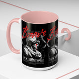 Brave Soul Warrior Accent Coffee Mug 11oz 15oz Black Ceramic Two Tone Cup Bold Statue Design with Red Script Gift for Coffee Lovers