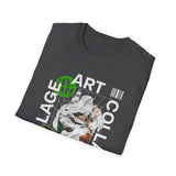 Collage Art Unisex Softstyle T Shirt Modern Graphic Tee Black Futuristic Nature Inspired Abstract Design Minimalist Streetwear Creative Fashion Outfit