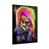 Calavera Punk Skull Matte Vertical Poster Vibrant Neon Gothic Wall Art Punk Rock Decor For Tattoo Studios Music Lovers Halloween Festival Rooms And Alternative Art Collectors