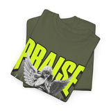Praise Angel Statue Graphic Unisex Heavy Cotton Tee Spiritual Gothic Streetwear T-Shirt