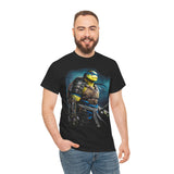 Urban Warrior Samurai Unisex Heavy Cotton Tee Fierce Armored Fighter Design Blue Warrior Energy Bold Strength Streetwear For Courageous Hustlers And Urban Legends