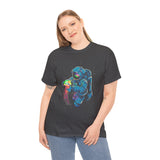 Galactic Dream Astronaut Neon Art Unisex Heavy Cotton Tee Bold Cosmic Streetwear Graphic T Shirt Vibrant Space Design Comfortable Classic Fit Everyday Wear Perfect Gift for Sci Fi Lovers and Creative Minds