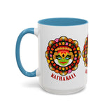 Kathakali Accent Coffee Mug 11oz 15oz Kerala India Classical Dance Art Face Ceramic Cup Cultural Heritage South Indian Folk Design Traditional Festival Gift
