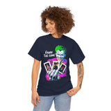Joker Enjoy The Game Unisex Heavy Cotton Tee Bold Gothic Streetwear Art Design Dark Psychological Theme Shirt for Risk Takers, Creators, and Hustlers