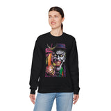 Jocker Sinister Grin Unisex Sweatshirt Heavy Blend Gothic Streetwear Dark Psychological Art Design Bold Horror Fashion Statement Cozy Wear For Fearless Creative Souls