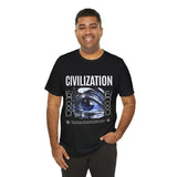 Civilization Eye Of Memory Graphic Unisex Jersey Short Sleeve Tee Futuristic Visionary Streetwear Bold Abstract Blue Eye T Shirt