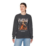 Fighter Resilience Victorious Flame Statue Graphic Unisex Heavy Blend Crewneck Sweatshirt Motivation Streetwear Pullover