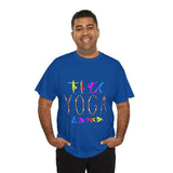 Yoga Graphic Unisex T Shirt Colorful Pose Typography Tee Spiritual Mindfulness Meditation Fitness Lifestyle Heavy Cotton Top for Men and Women