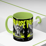 Praise Angel Statue Graphic Ceramic Mug Gothic Spiritual Coffee Tea Cup Bold Streetwear Design
