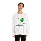 I Love Plants Crewneck Sweatshirt Unisex Heavy Blend Botanical Leaf Eco Friendly Gardening Nature Lover Sustainable Green Living Gift Pullover