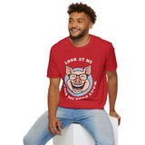 Laughing Pig Fun Cartoon Unisex Heavy Cotton Tee Trendy Humor Streetwear Graphic Shirt Perfect Gift for Friends Birthdays Casual Wear