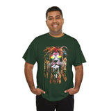 Rasta Lion Unisex Heavy Cotton Tee Bold Reggae Vibes Artistic Lion Headphones Design Cool Jamaican Streetwear Graphic TShirt Symbol of Strength Music and Freedom by KLASSORO