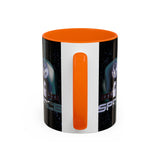 Space Galaxy Accent Coffee Mug 11oz 15oz Astronaut Spacecraft Earth Black Two Tone Ceramic Cup Gift for Space Lovers