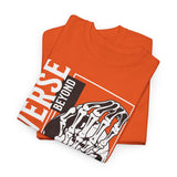 Universe Beyond The Cosmos Unisex Heavy Cotton Tee Graphic Black T Shirt Skeleton Hand Space Infinity Streetwear Futuristic Sci Fi Artistic Fashion Outfit