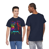Reaper Of Neon Flames Unisex Heavy Cotton Tee Dark Energy Skull Design Powerful Streetwear Statement For Bold Rebels And Night Warriors