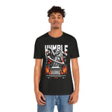 Unisex Jersey Short Sleeve Tee Humble Angel Statue Graphic Streetwear Fire Print T Shirt Bold Motivational Urban Fashion Outfit
