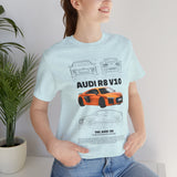 Orange Mid Engine Supercar Blueprint Artwork Unisex Heavy Cotton Tee High Performance Inspired Streetwear Graphic Shirt For Car Enthusiasts And Automotive Art Fans
