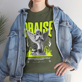 Praise Angel Statue Graphic Unisex Heavy Cotton Tee Spiritual Gothic Streetwear T-Shirt